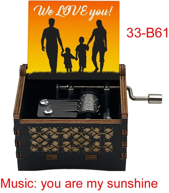 당신은 내 햇빛 뮤직 박스 검은 나무 새로운 디자인 친구 남편 아내 여자 친구 딸 생일 크리스마스 귀여운, 16 MULTI