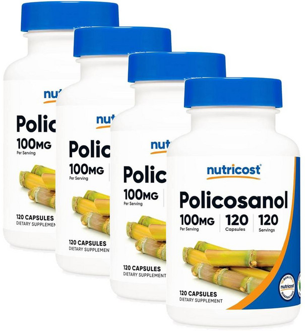 뉴트리코스트 폴리코사놀 100mg 캡슐 Nutricost Policosanol, 120정, 4개