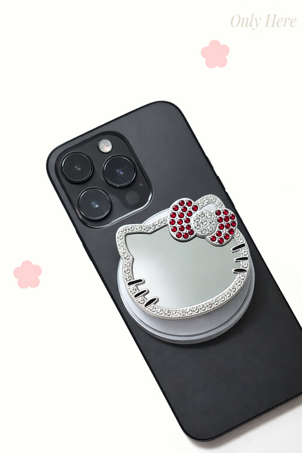 맥세이프 휴대폰 고양이 거울 스마트톡 자석 거치대 그립톡, 레드, 1개