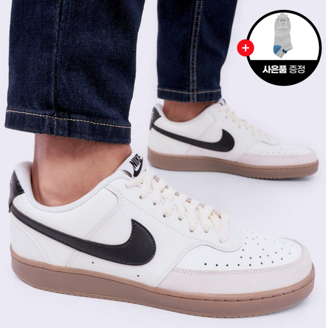 [백화점정품] 나이키 코트 비전 로우 발볼 넓은 남성 운동화 스니커즈 JONE 데일리 양말 증정