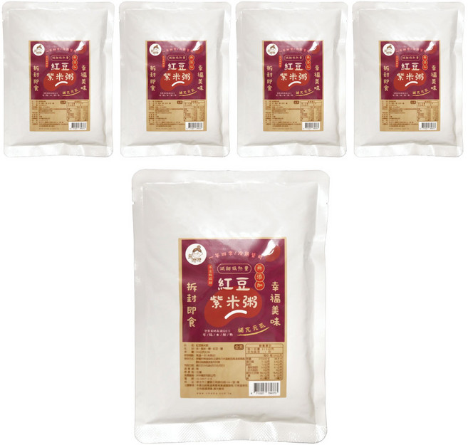 烏嬤嬤 紅豆紫米粥 拆封即食 無添加, 310g, 5個