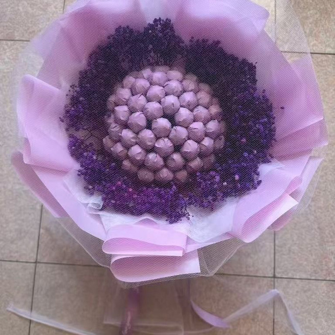 滿天星棒棒糖成品花束 生日畢業禮物, 1個, 紫氣東來（52顆）