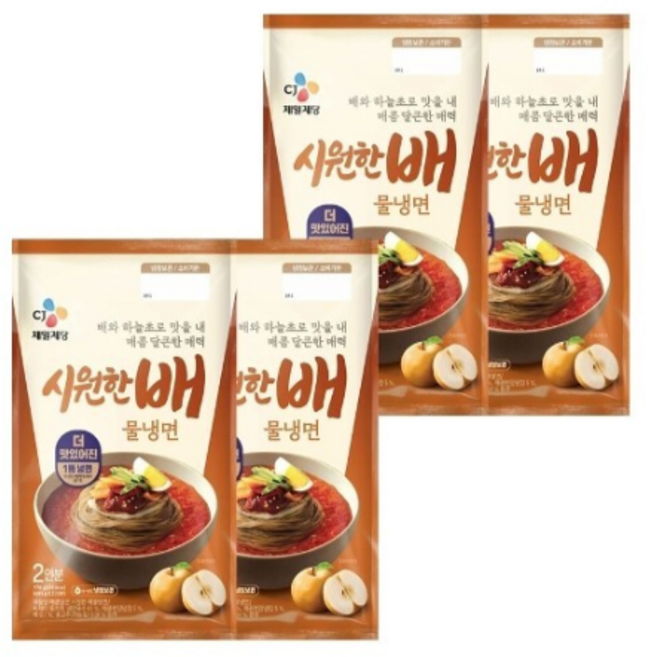 CJ 매콤달큰 시원한 배물냉면 (), 970g, 4개