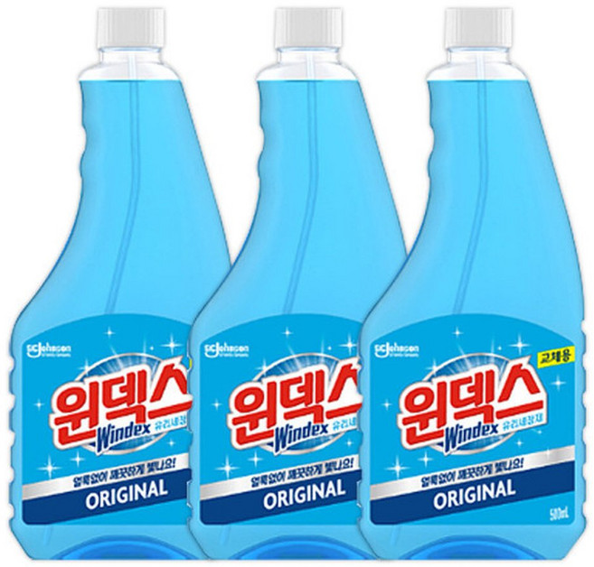 윈덱스 유리세정제 500ml 리필 x 3개