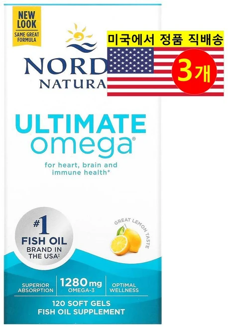 노르딕네츄럴스 Ultimate Omega 레몬 640mg 소프트젤 120정 x 3, 3개 - 쿠팡