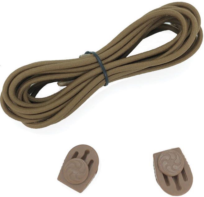 E03 군화끈 조임이 세트 고신축 갈색 브라운 1초 고무줄 끈 군인 워커 전투화 신발 등산화 전술화 태성, 1개