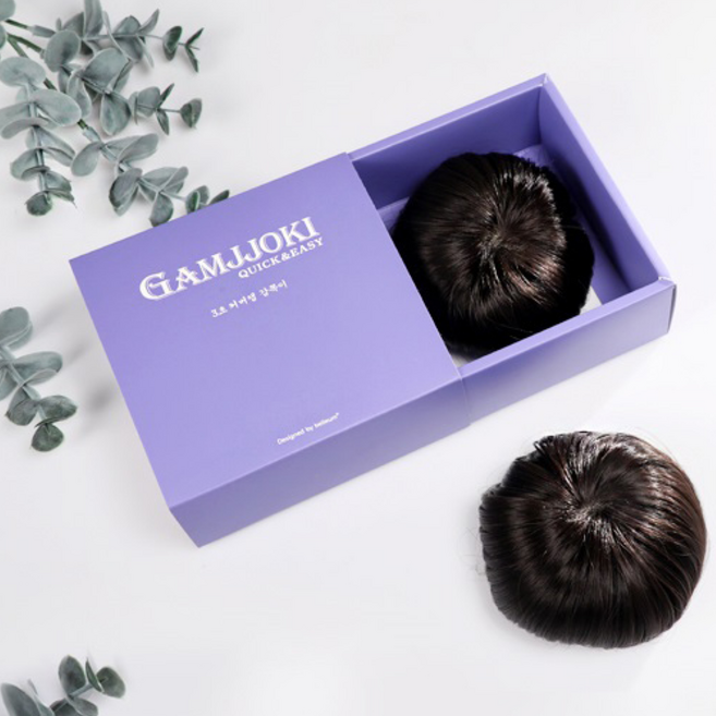 3초 커버캡 감쪽이 부분 가발 자연검정 자연갈색 똑딱핀고정, 1개