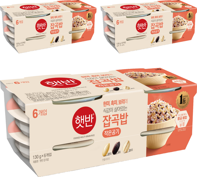 CJ 작은 잡곡밥 고유의 식감을 살린 간편식, 130g, 18개