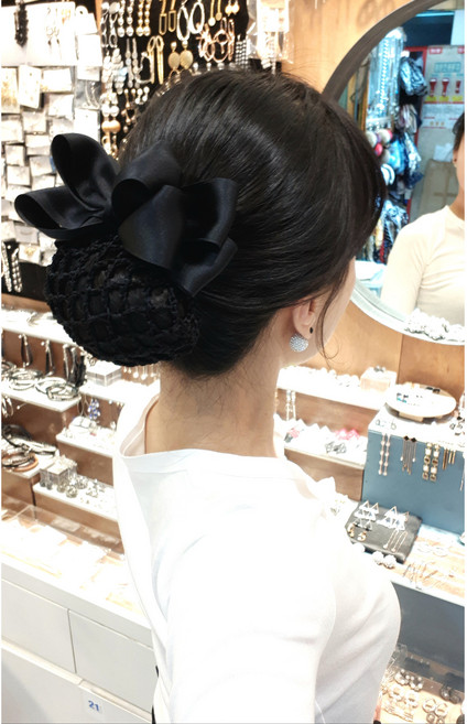 무광 볼륨 블랙 기본 직장인면접용 리본 망핀