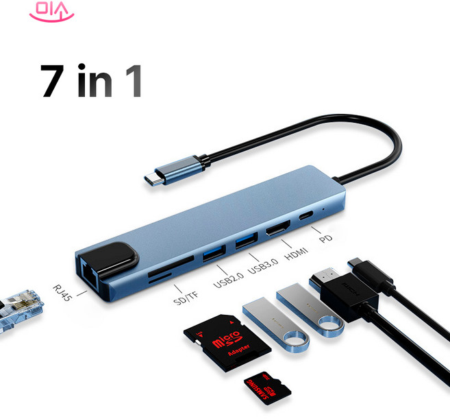 미소시장 멀티허브 usb포트 7in1 c타입 PD HDMI, 7in1 usb허브 1개, 1개