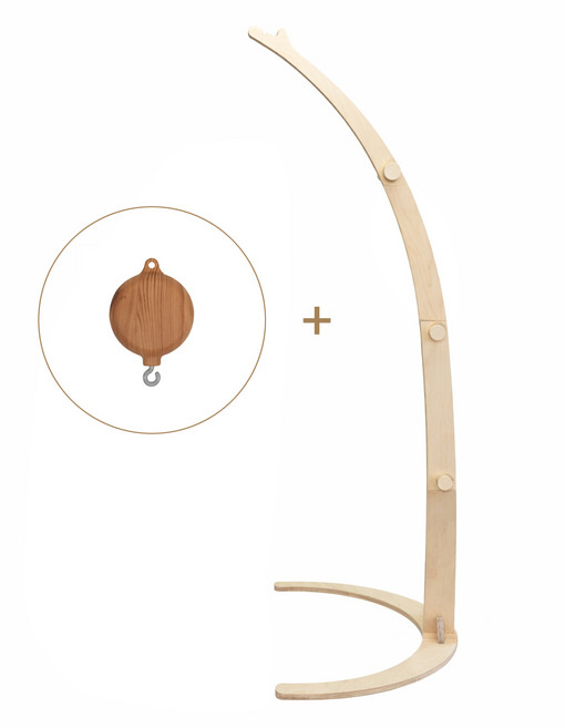 높이조절 자작나무 감성 원목 스탠드 모빌대 바닥 침대 겸용 신생아 아기 모빌거치대(안전인증), 1개, 모빌대+오르골 세트