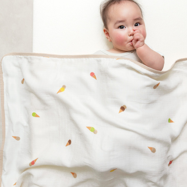 케라타 4중 거즈 아기 블랭킷 아기이불 아기 여름 블랭킷, 아이스크림