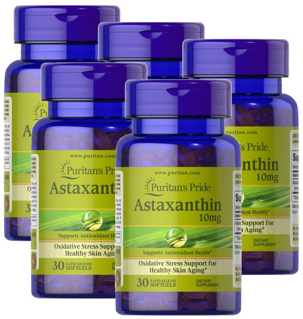 퓨리탄스프라이드 내추럴 아스타잔틴 10mg 소프트젤 Puritans Pride Natural Astaxanthin, 30정, 5개