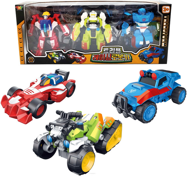 토이앤토이 트리플 레이싱로봇카 완구, 레이싱봇 + 바이크봇 + 지프봇, 1개