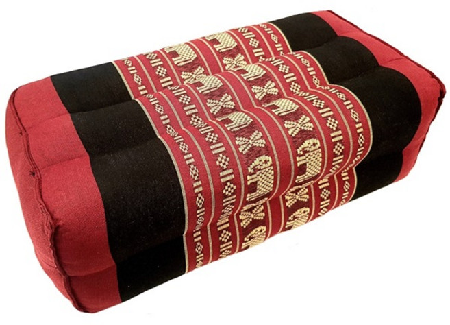 [태국 전통] 먼쌈리얌 천연 케이폭 (Kapok) 쿠션 사각베개 / 목베개 / 목 편한베개 / 숙면베개, 레드, 1개