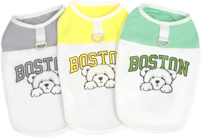 개인싸 강아지옷 보스턴베어 메쉬 민소매 티셔츠, 1개, 옐로
