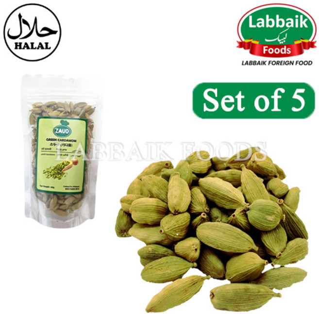 ZAUQ Green Cardamom (Elaichi) 80g / 카다몬 (소두구), 5개