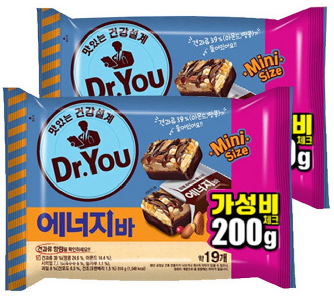 오리온 닥터유 에너지바 미니 200gx2개, 200g, 2개