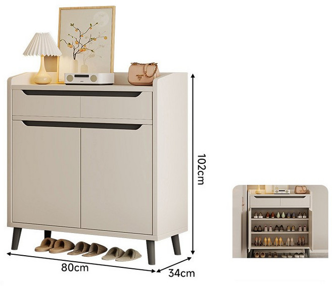 ANYOU 다용도 현관 신발장 신발 정리대 수납장 콘솔 아파트 원룸, 80CM 화이트, 4단
