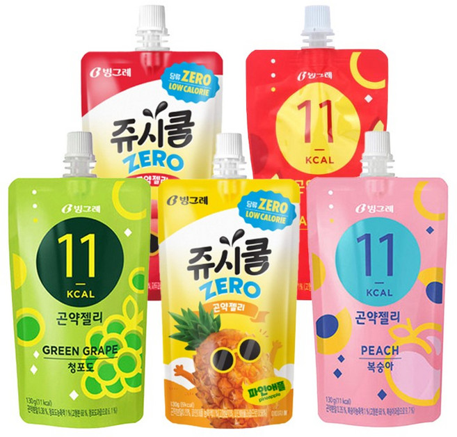 빙그레 곤약젤리130g 쥬시쿨제로 파인10＋자두10＋곤약젤리복숭아10＋청포도＋사과10 무배
