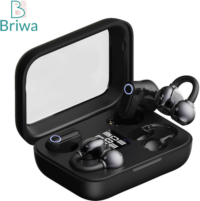 Briwa 블루투스 무선 이어폰 고음질 자동 페어링 블루투스 6.0 투인원 디자인 2가지 커플 이어폰, 블랙, L11
