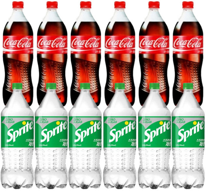 롯데칠성음료 (업소용) 코카콜라 1.25Lx6개 + 스프라이트 1.5Lx6개, 12개, 1.249L