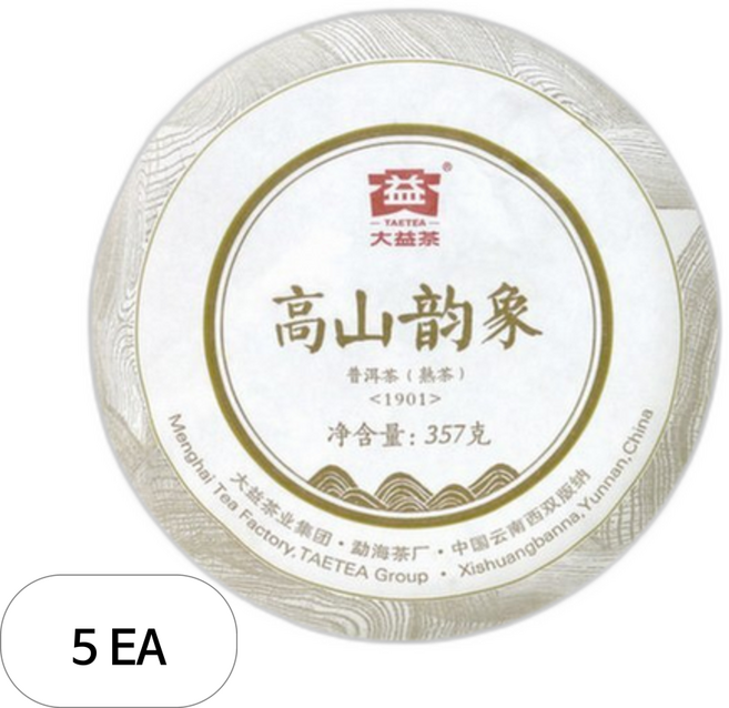 대익차 보이차 고산운상 숙차, 357g, 1개입, 5개