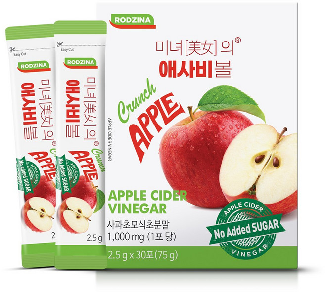 미녀의 애사비캔디 제로슈거 유기농 애플사이다비니거 사과초모식초, 1개, 30회분