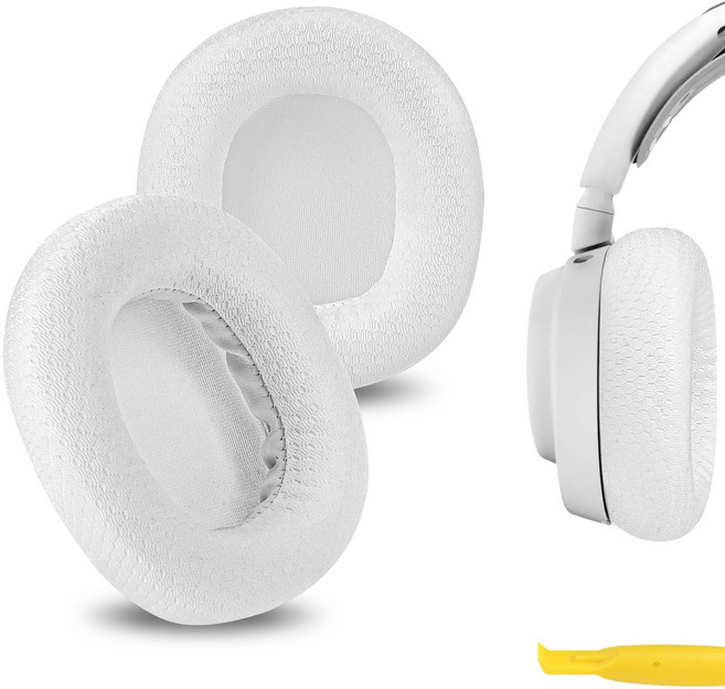 Geekria 컴포트 메시 패브릭 교체용 이어 패드 스틸시리즈 Arctis Nova Pro 유선 /Nova1/Nova3/Nova7 게이밍 헤드셋 이어 쿠션과 호환, 흰색