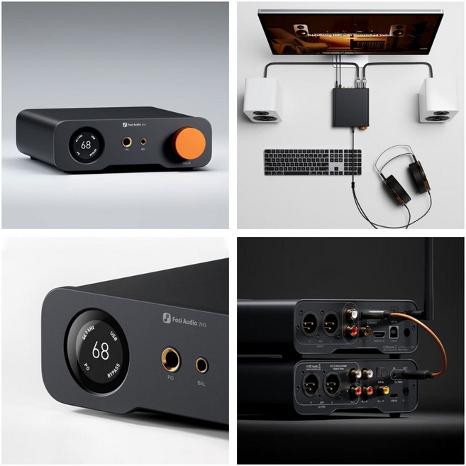 FOSI AUDIO 포시오디오 ZH3 올인원 테스크탑 헤드폰 앰프 밸런스 디코더 올인원, 블랙