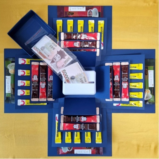 선물박스 반전 생일 어린이 서프라이즈 용돈박스 선물 기념일 부모님, 4겹+용돈케이스, 레드, 1개