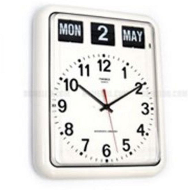 트웸코 인테리어 캘린더 플립 벽시계 BQ-12A, 화이트