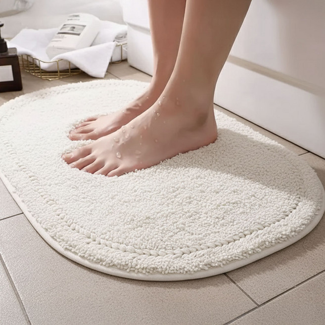 라온패브릭 주방발매트 화장실 주방 욕실 발매트 대형 면100% 코튼레이스, 크림화이트