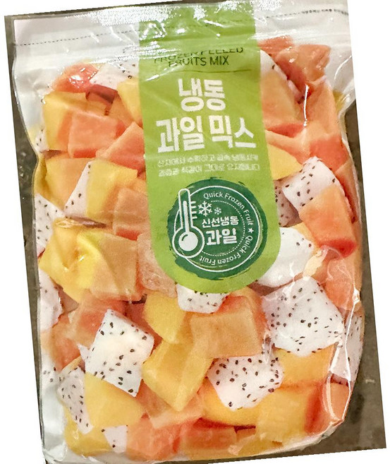 냉동과일 3종혼합 망고 파파야 용과 1kg 5입 과일큐브 스무디재료 빙수토핑, 5개