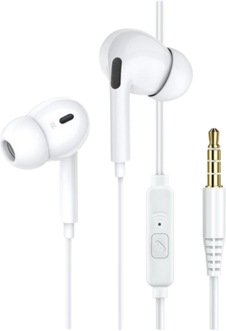 10mm高清動單元雙重複合振膜入耳式耳機, White, 入耳帶麥120cm