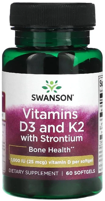 스완슨 비타민D3 K2 Vitamins D3 스트론튬 함유 1000IU 소프트젤 60정, SwansON 온, 비타민D3 및 K2, 스트론튬 함유, 1개 - 쿠팡