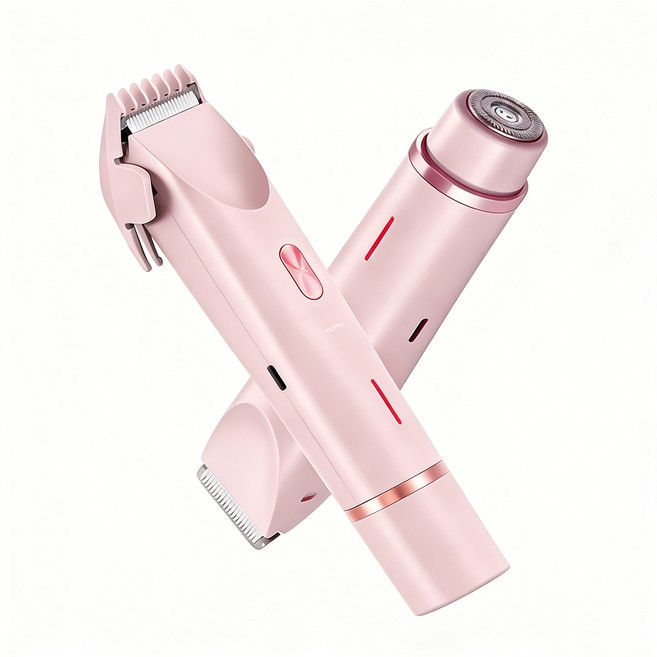 TOPU 듀얼헤드 전동 제모기 겨드랑이 제모 y존 제모기 IPX7 방수 바디트리머 모근 제거기 여성 제모기 남성 제모기 전신 사용, 전기면도기, 핑크