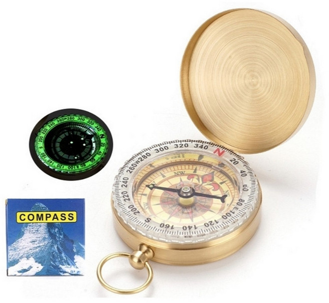 야광 등산 나침반 클레식 회중 시계형 나침판, 야광나침반_골드, 1개