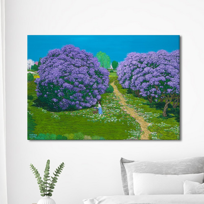 [인메이블] 이현열 작가 대형 10종 봄 꽃 그림 액자 바다 자연 풍경화 명당도 유화 현관 거실 인테리어 그림 사무실 개업식, 07.라일락풍경3, 캔버스액자