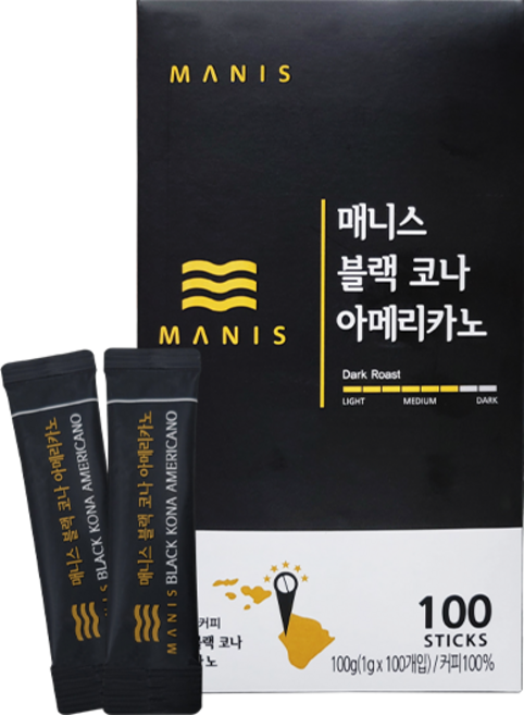 매니스 블랙 코나 아메리카노 1box x 100 개입, 1개, 100개입, 1g
