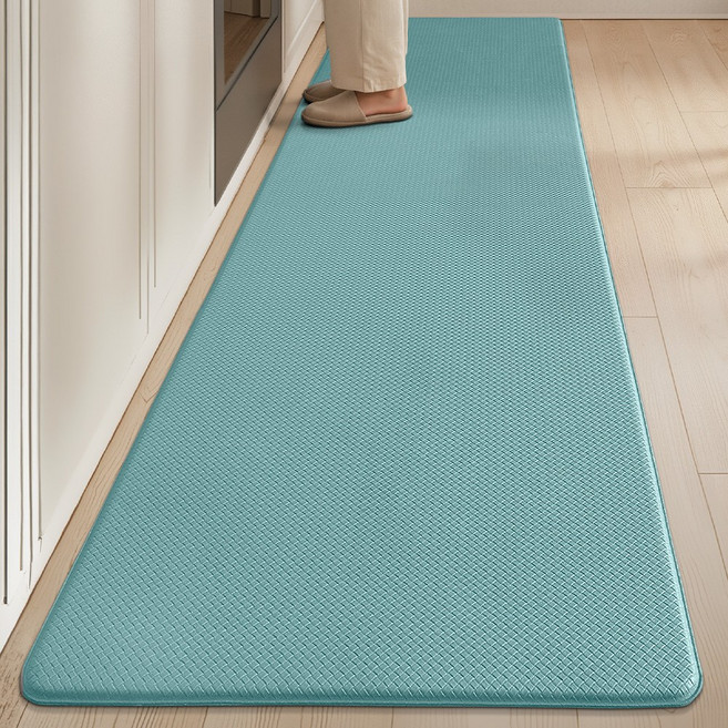 DEXI 쿠션 싱크대 방수 PVC 주방매트 특대형 싱크대발매트 미끄럼방지 두꺼운 10mm 주방 발매트 대형, 청색