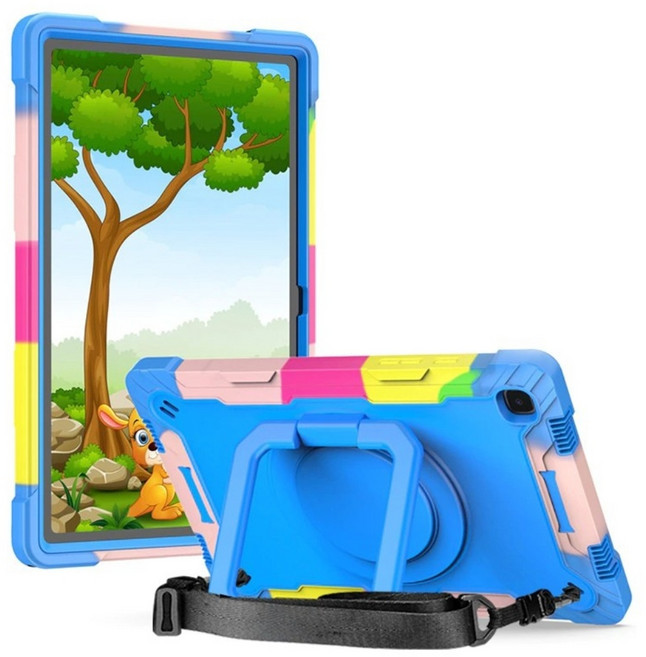 스냅케이스 태블릿PC 스퀘어 아머 스트랩 케이스, 레인보우블루