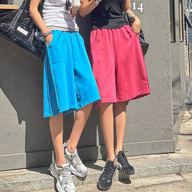 [나크21] (55~99) 핀턱 밴딩 버뮤다 컬러 팬츠 KO52-P-05