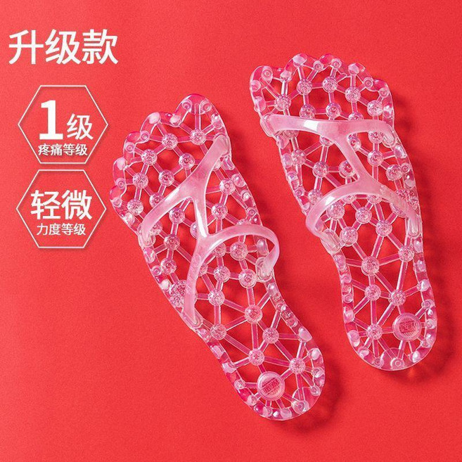 按摩拖鞋 足底穴位防滑拖 夏季家居室內拖, 透明 初級 足底穴位按摩,37/38 腳胖拍大