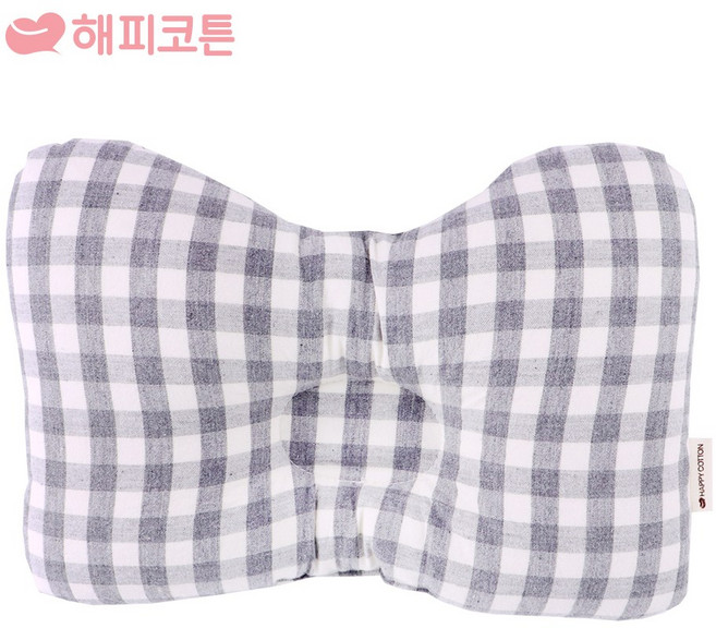 해피코튼 수유베개 수유쿠션 수유팔베개, 수유베개(워싱면)-파스텔체크 블랙