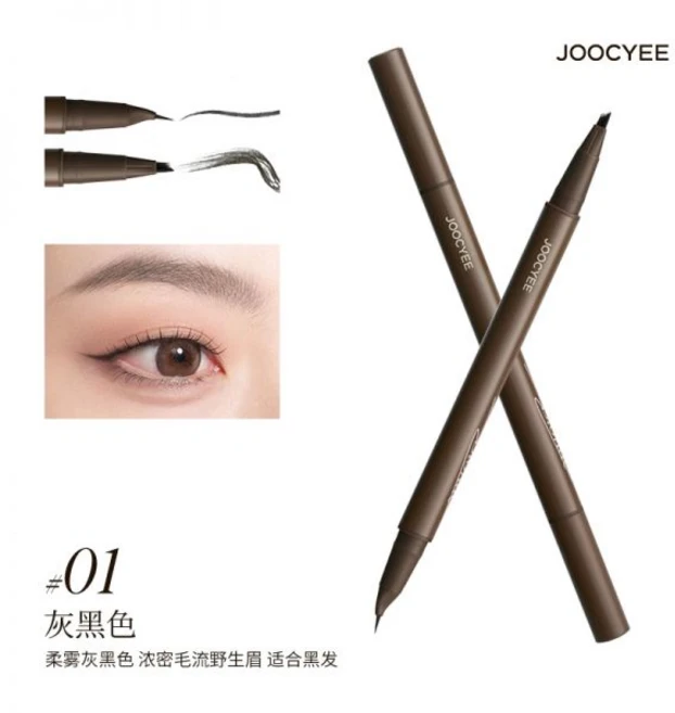 joocyee 이중 효과 워터 베이스 아이브로우 펜슬 오래 지속되는 방수 효과 변색 방지 효과; 아랫속눈썹을 또렷하게 연출하고 연출해주는 아이라이너. 공식 정품.285431, #01 회색빛 블랙 - 쿠팡