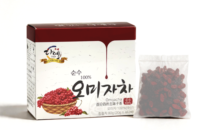 [본사직영] 다예 오미자차 원물 100% 생분해 티백 80g(4g X 20티백) 대용량, 20g, 1개, 4개입