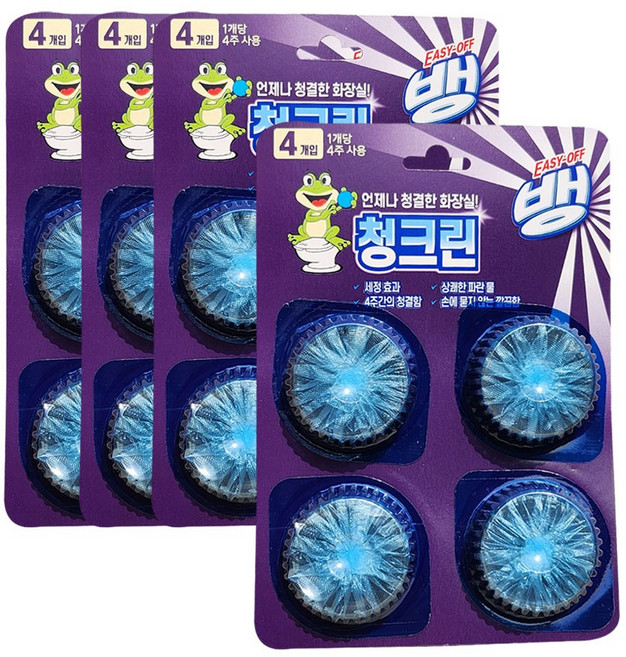 이지오프뱅 청크린 드롭형 4P 4개 변기세정제, 40g, 16개