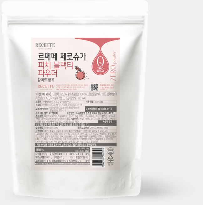 신세계푸드 르쎄떼 제로슈가 피치 블랙티 파우더 1kg, 1, 1