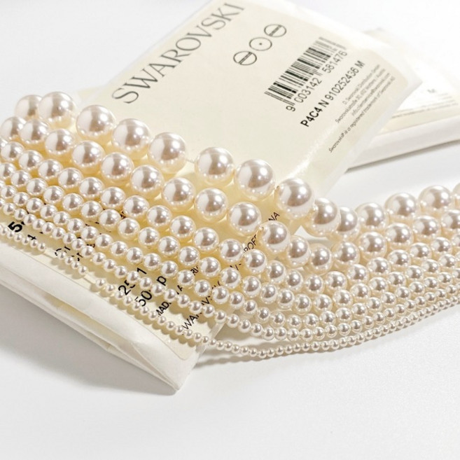 오스트리아 진주 (5810) 양구멍 화이트&크림 색상 (1줄), 5mm, 650 화이트, 1개